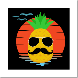 Cool Pineapple with mustache Posters and Art